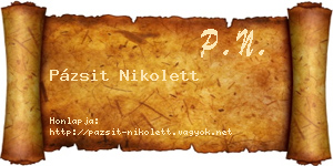 Pázsit Nikolett névjegykártya