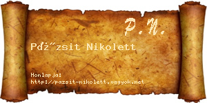 Pázsit Nikolett névjegykártya